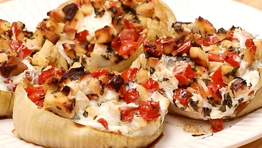CHICKEN CAPRESE STUFFED VIDALIA ONIONS