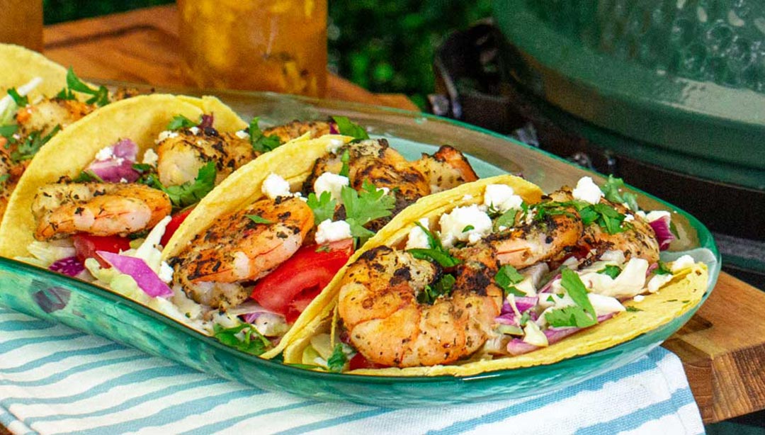 Grilled Shrimp Tacos on the Big Green Egg Outdoor Home