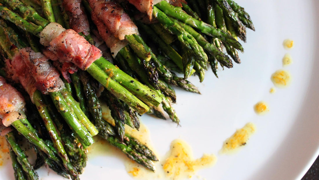 ASPARAGUS & PANCETTA ON A HIMALAYAN SALT BLOCK