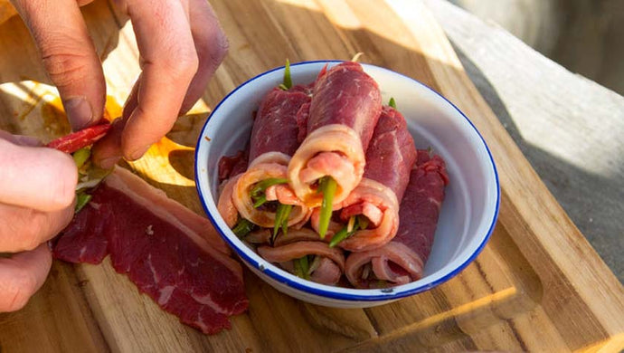 BEEF ROLL STUFFED with MARINATED SPRING ONION