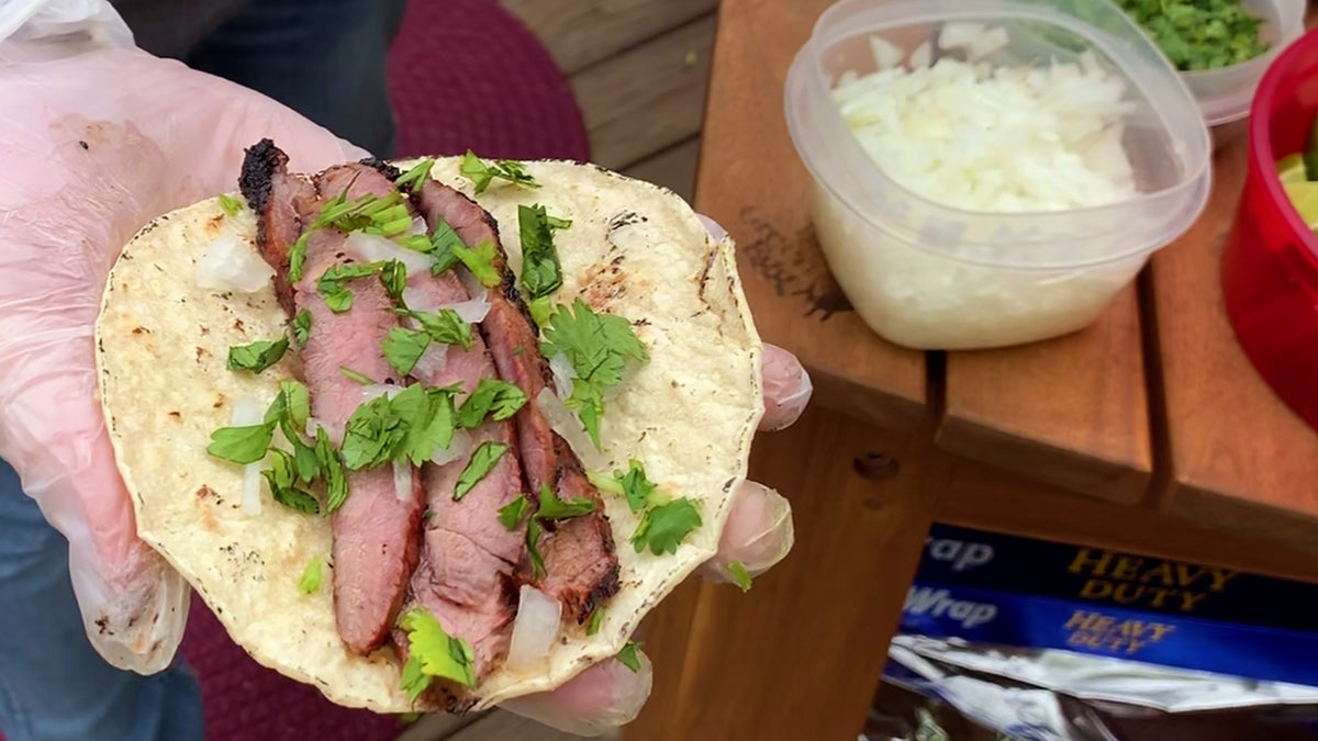 Flank Steak Street Tacos on the Big Green Egg Outdoor Home