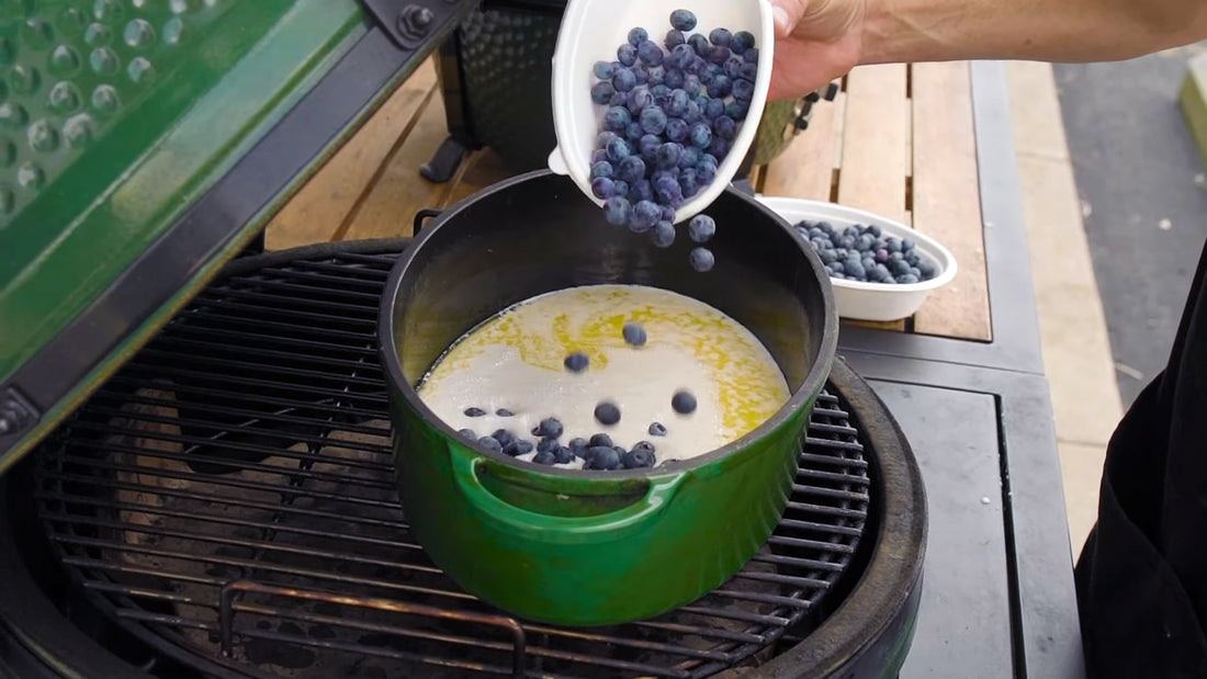 Blueberry Cobbler Dessert on a Big Green Egg