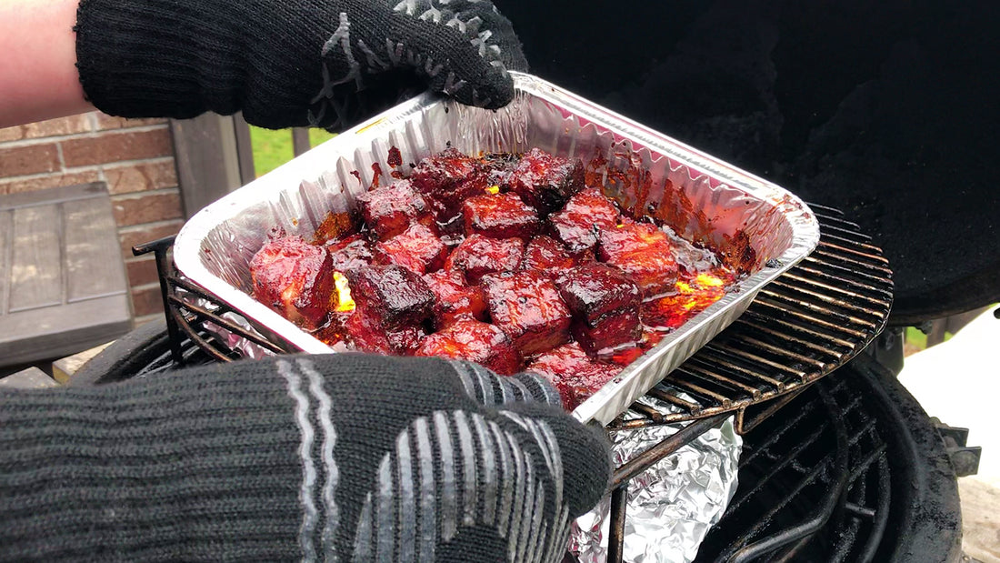 Pork Belly Burnt Ends on the Big Green Egg
