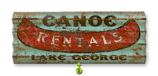 Meissenburg 17" x 44" Canoe Rentals - Table Rock Lake Corrugated Metal Sign