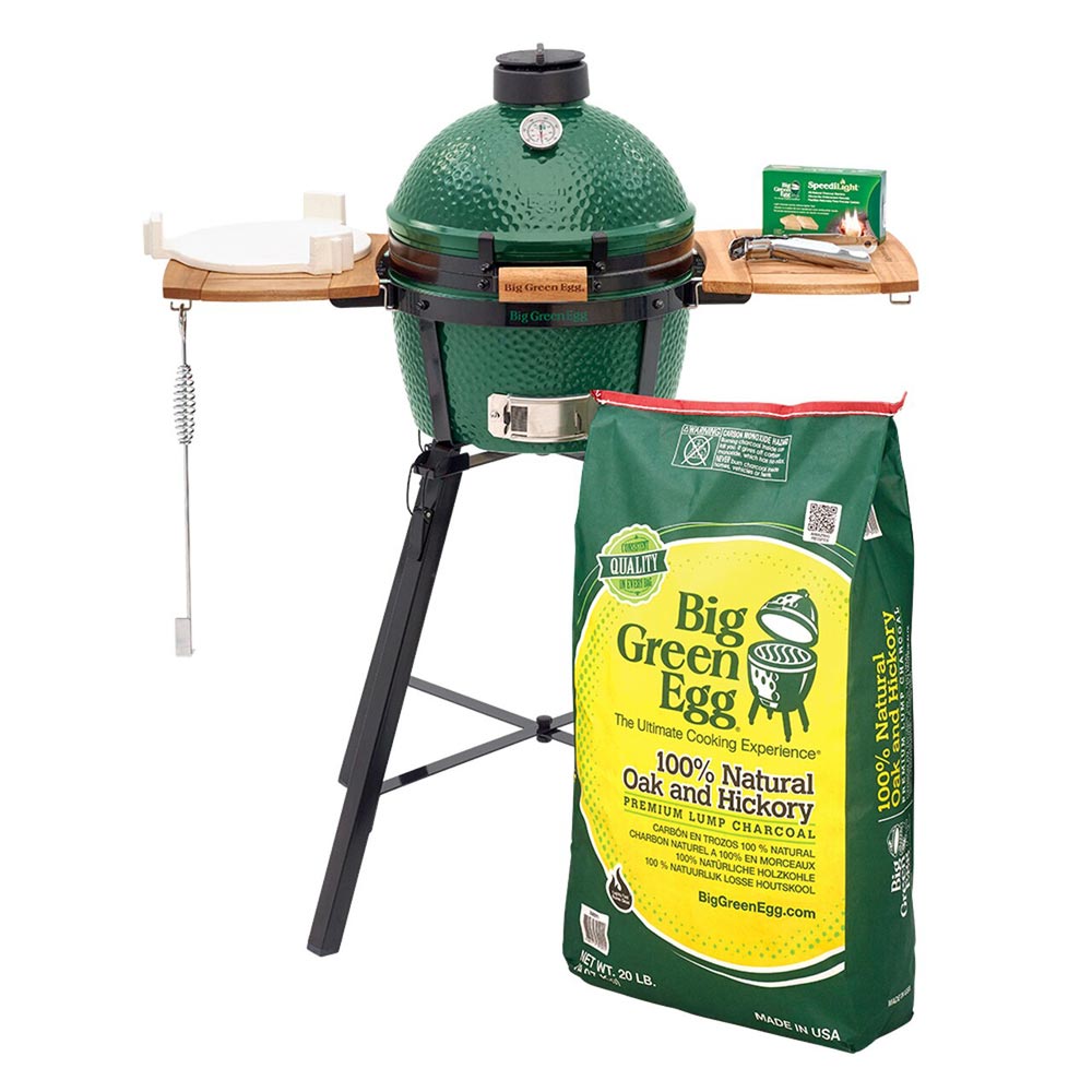 MiniMax Big Green Egg + Portable Nest + Acacia EGG Mates Package