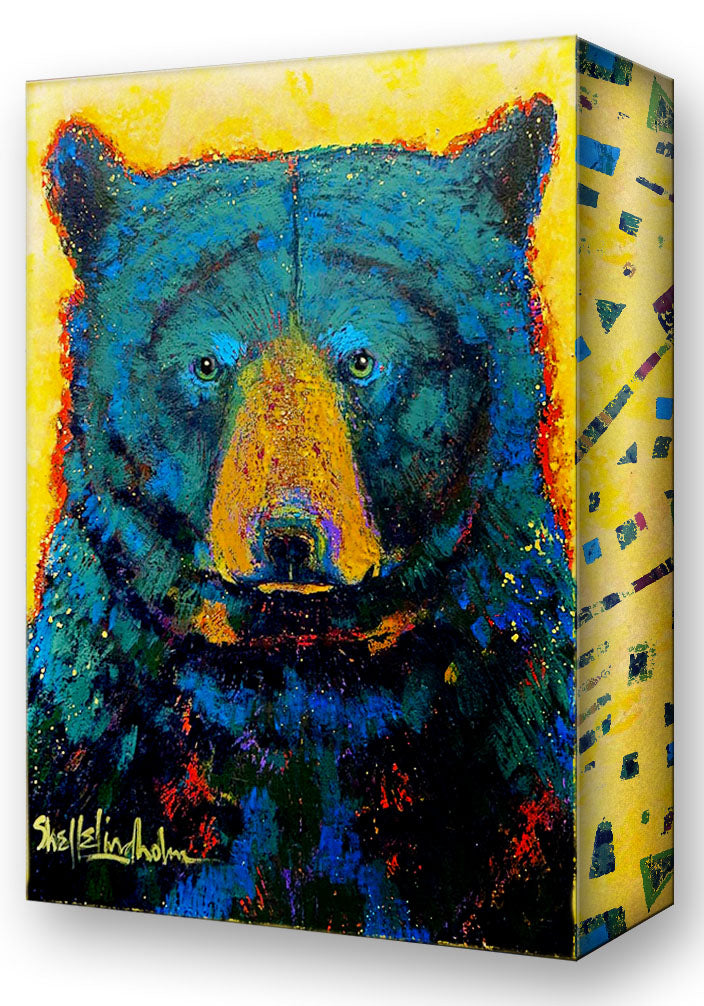 Meissenburg 26" x 37.5" Aurora Bear Box Art - Yellow & Blue (Wildlife Art by Shelle Linholm)