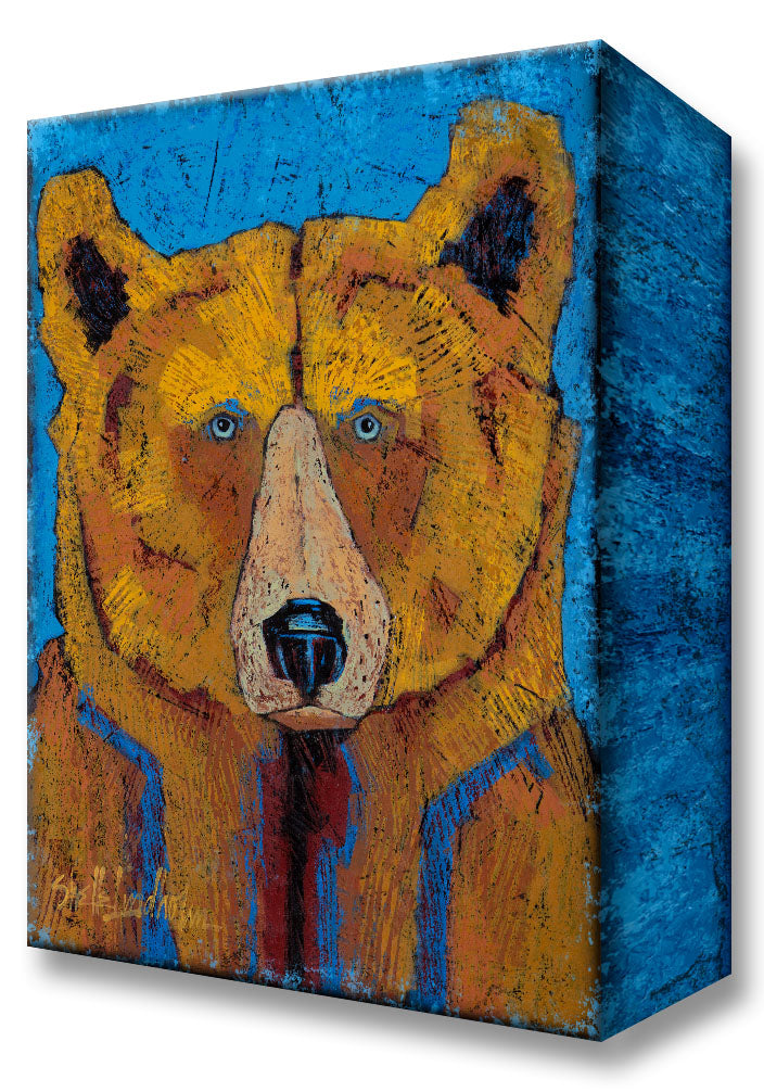 Meissenburg 26" x 37.5" Freckles Bear Box Art - Brown & Blue (Wildlife Art by Shelle Linholm)