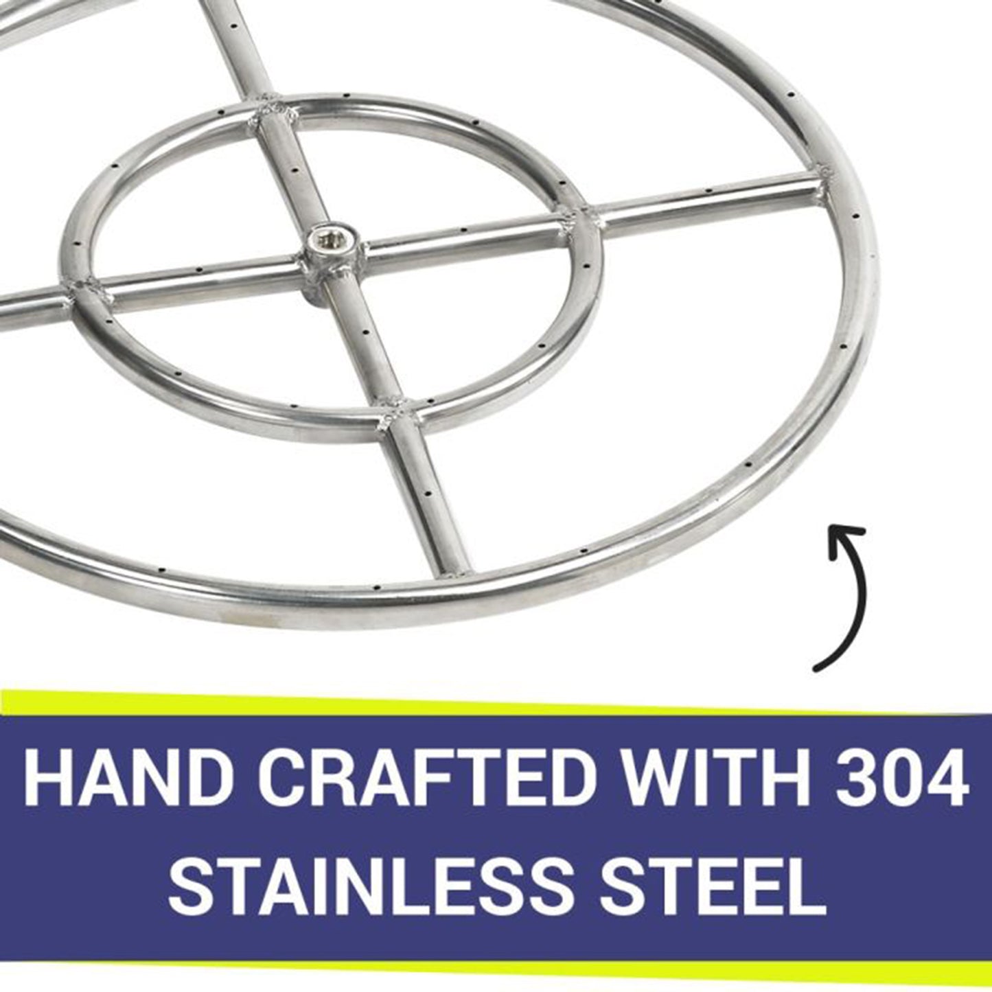 18" Double Ring Stainless Steel Burner with 1/2" Inlet for Natural Gas