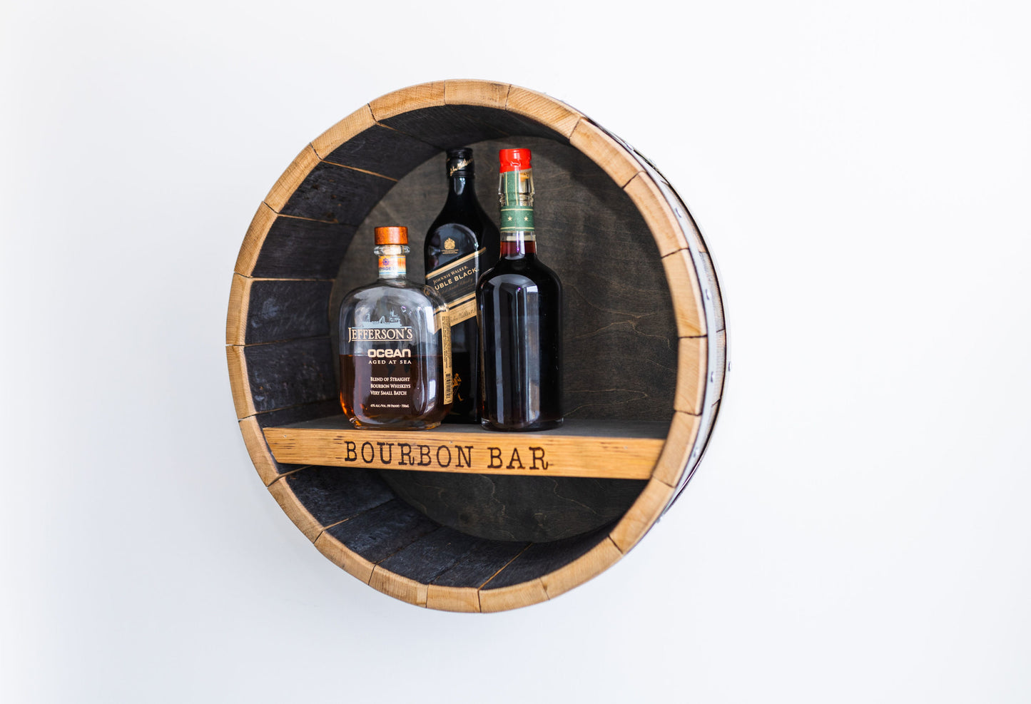 Whiskey Barrel Shelf Wall Art Display (Bourbon Bar)