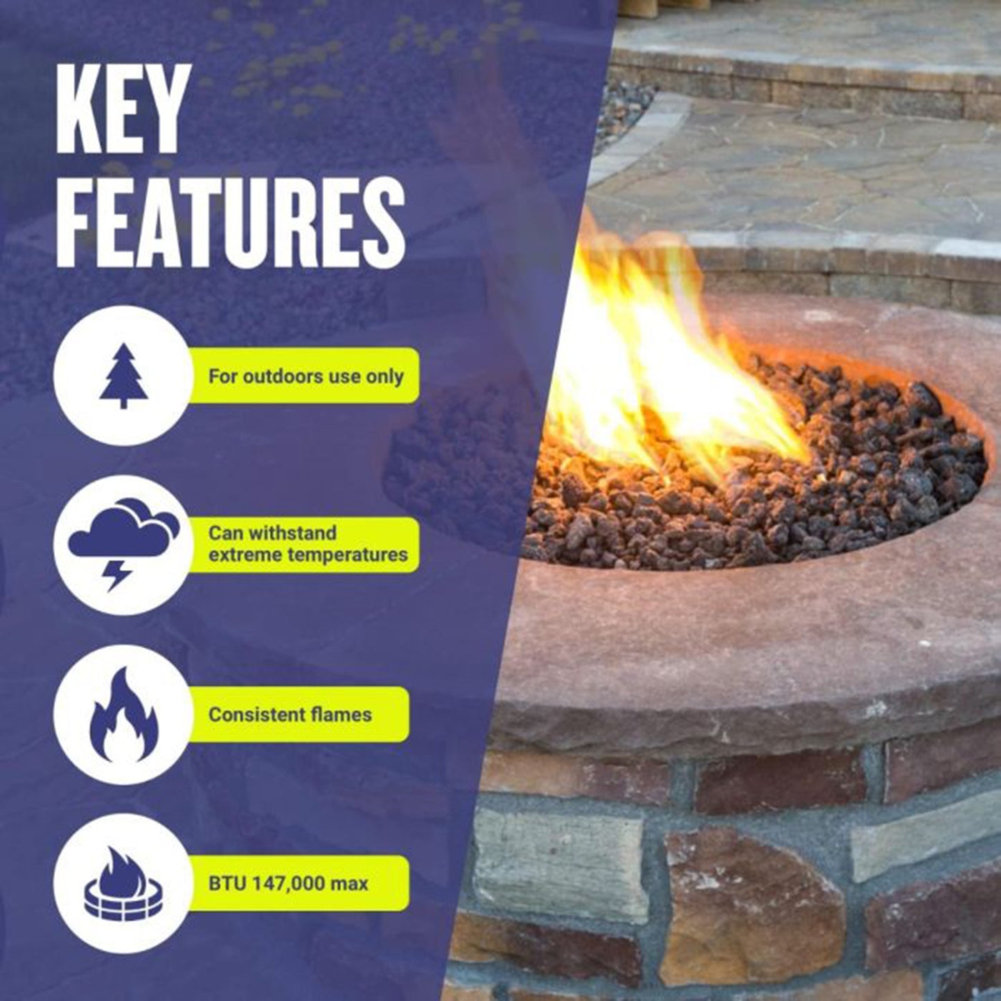 18" Double Ring Stainless Steel Burner with 1/2" Inlet for Natural Gas