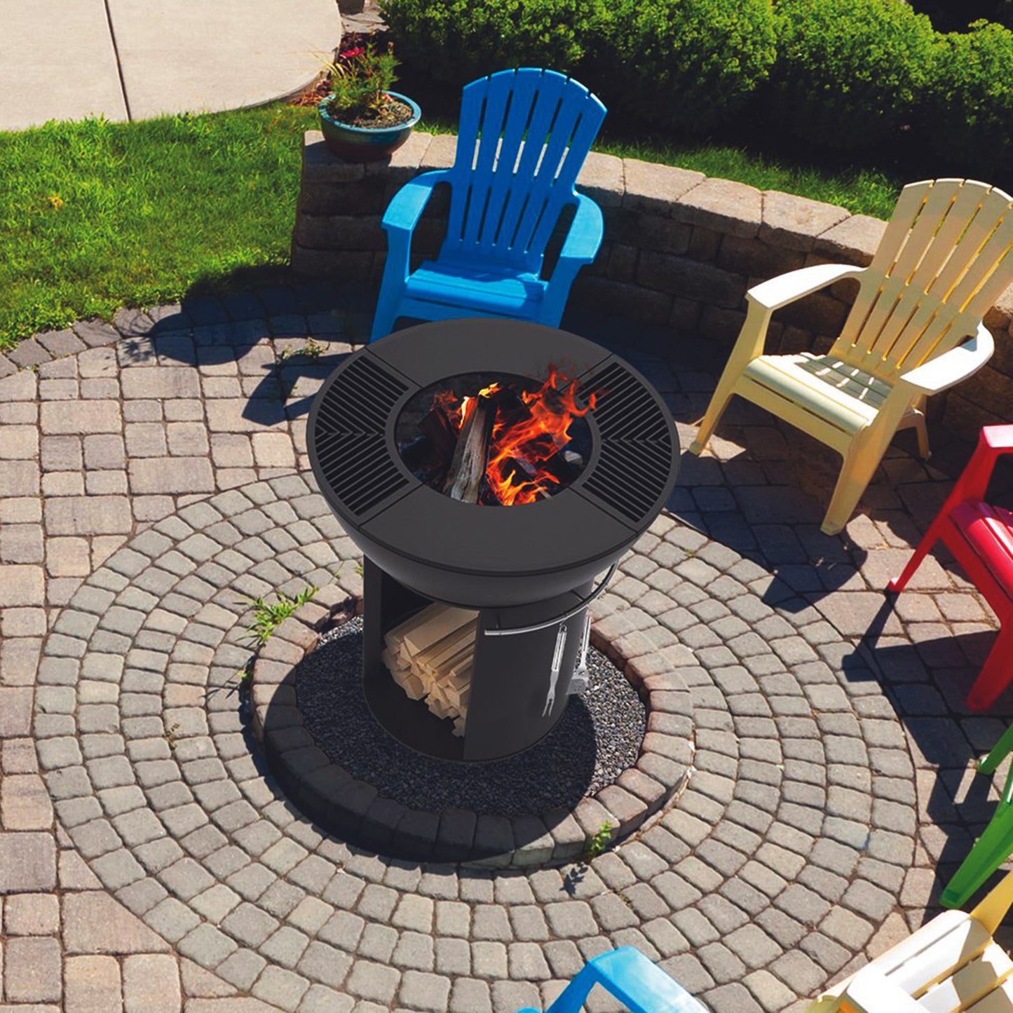 Zenith 38” Cast Iron Fire Pit with Standing Base