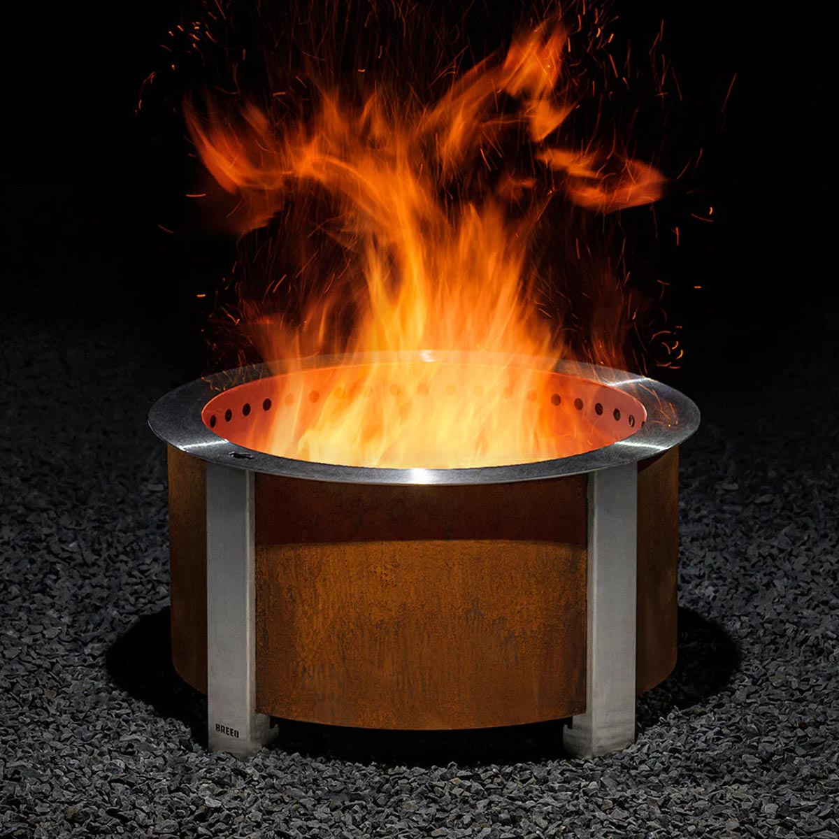 Breeo X Series 24 Smokeless Fire Pit (Patina) with Ash Removal Tool