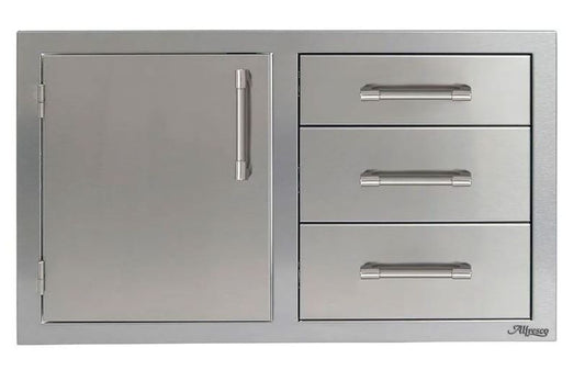 Alfresco 32-Inch Stainless Steel Left-Hinged Soft-Close Door & Triple Drawer Combo - AXE-DDC-L-SC