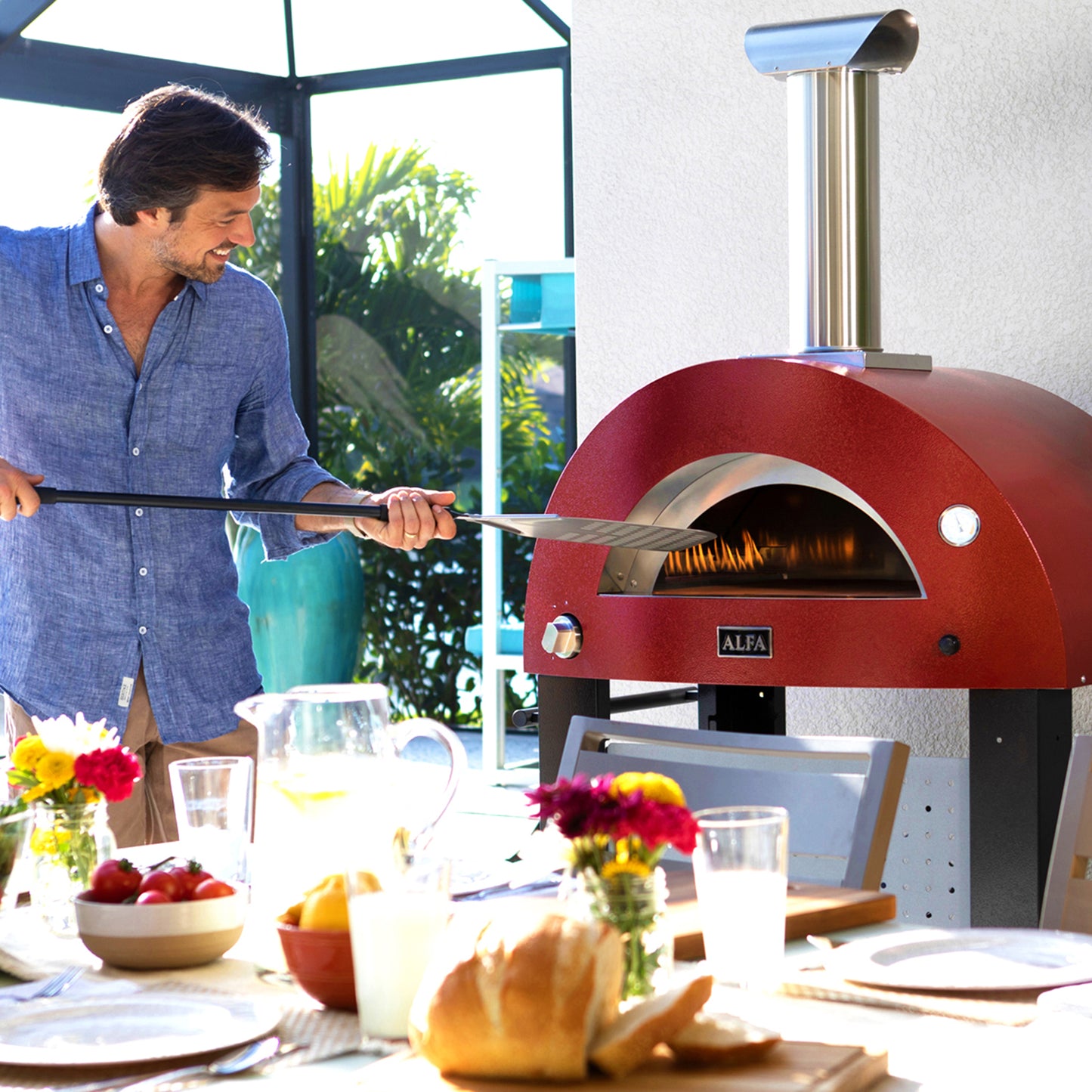 Alfa Moderno 3 Pizze Gas Pizza Oven w/ Rolling Base