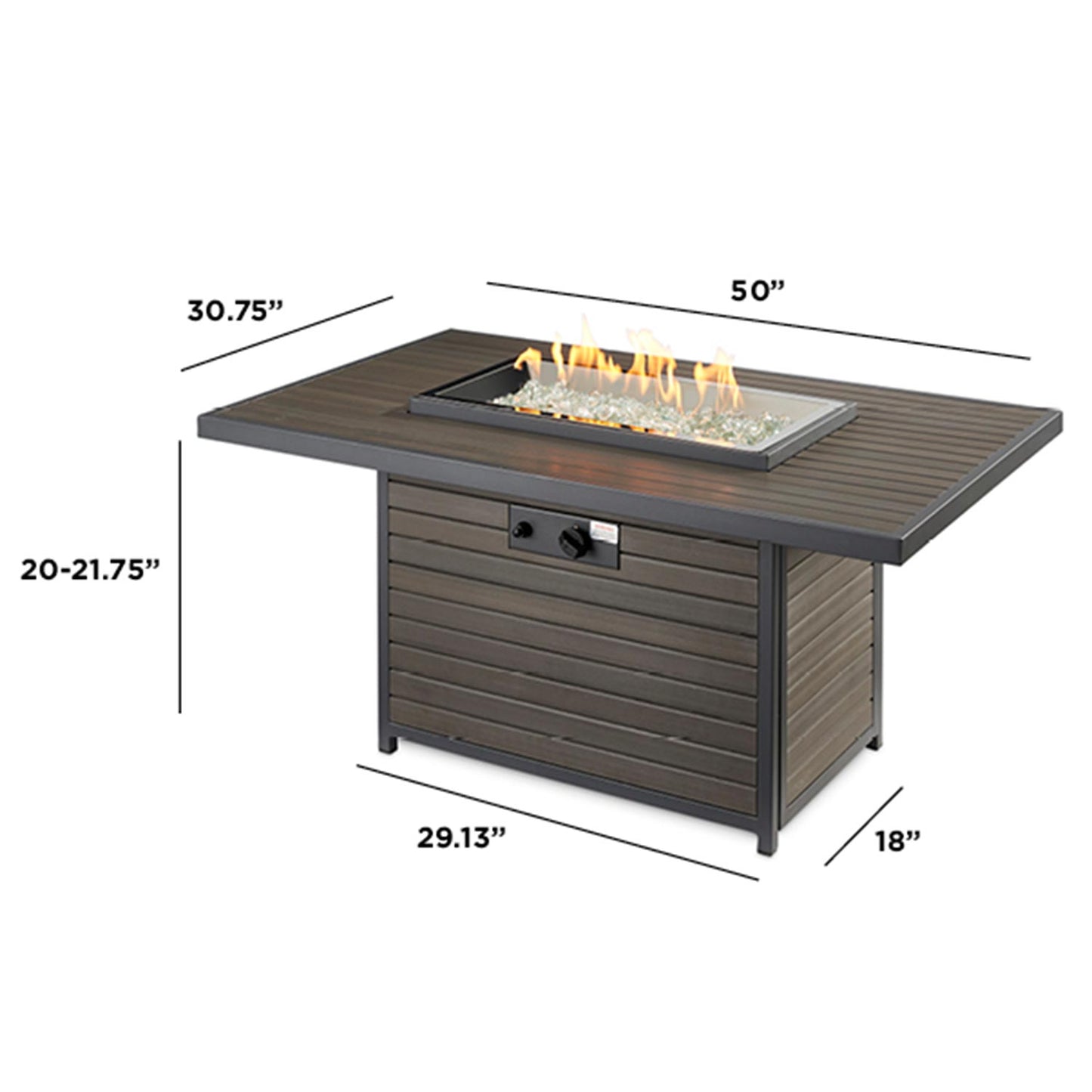 Brooks Rectangular Gas Fire Pit Table w/ Glass Guard BRK-1224-K/GG-1224