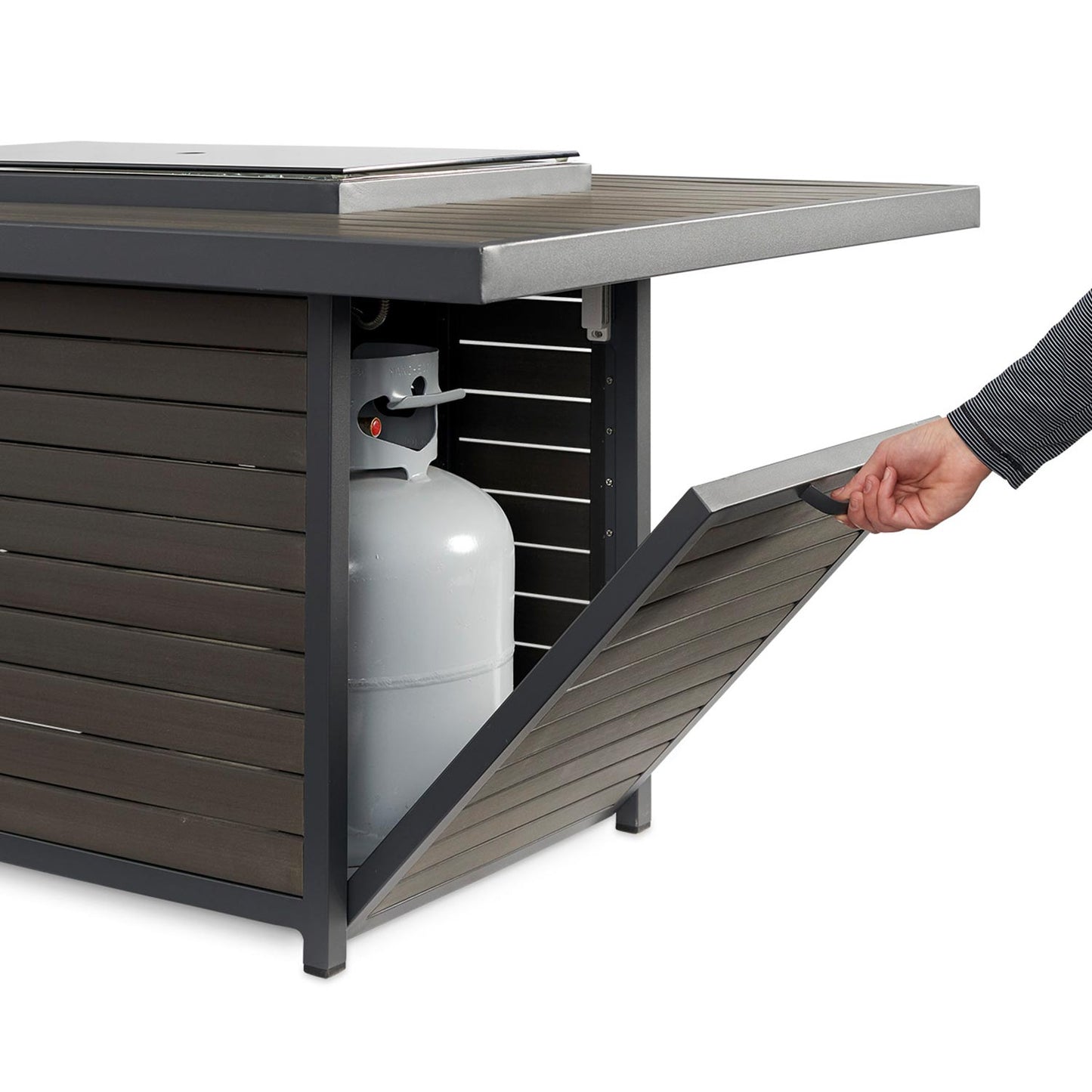 Brooks Rectangular Gas Fire Pit Table w/ Glass Guard BRK-1224-K/GG-1224