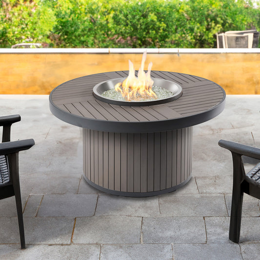 Brooks Round Gas Fire Pit Table w/ Glass Guard BRK-20-19-K/GG-20R