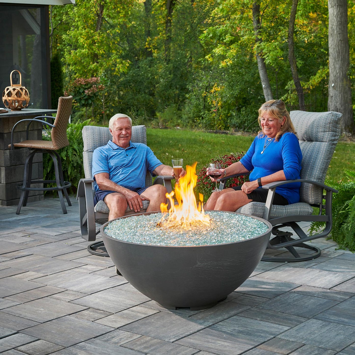 42" Cove Edge Round Gas Fire Pit Bowl - Midnight Mist CV-30EMM
