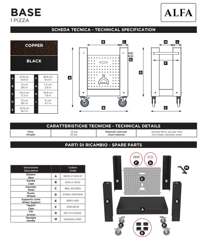 Alfa Base for Moderno Nano Pizza Oven (Base Only)