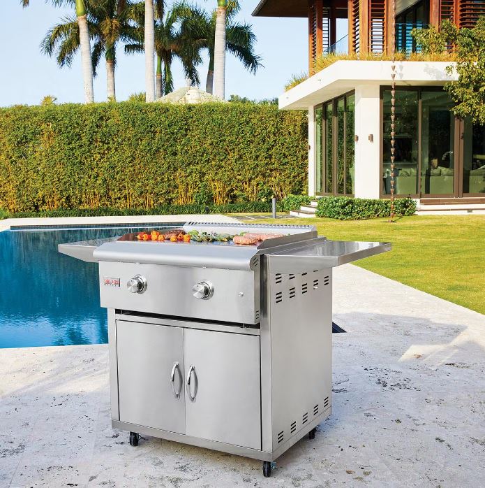 Blaze LTE 30" 2-Burner Built-In Gas Griddle w/ Grill Cart