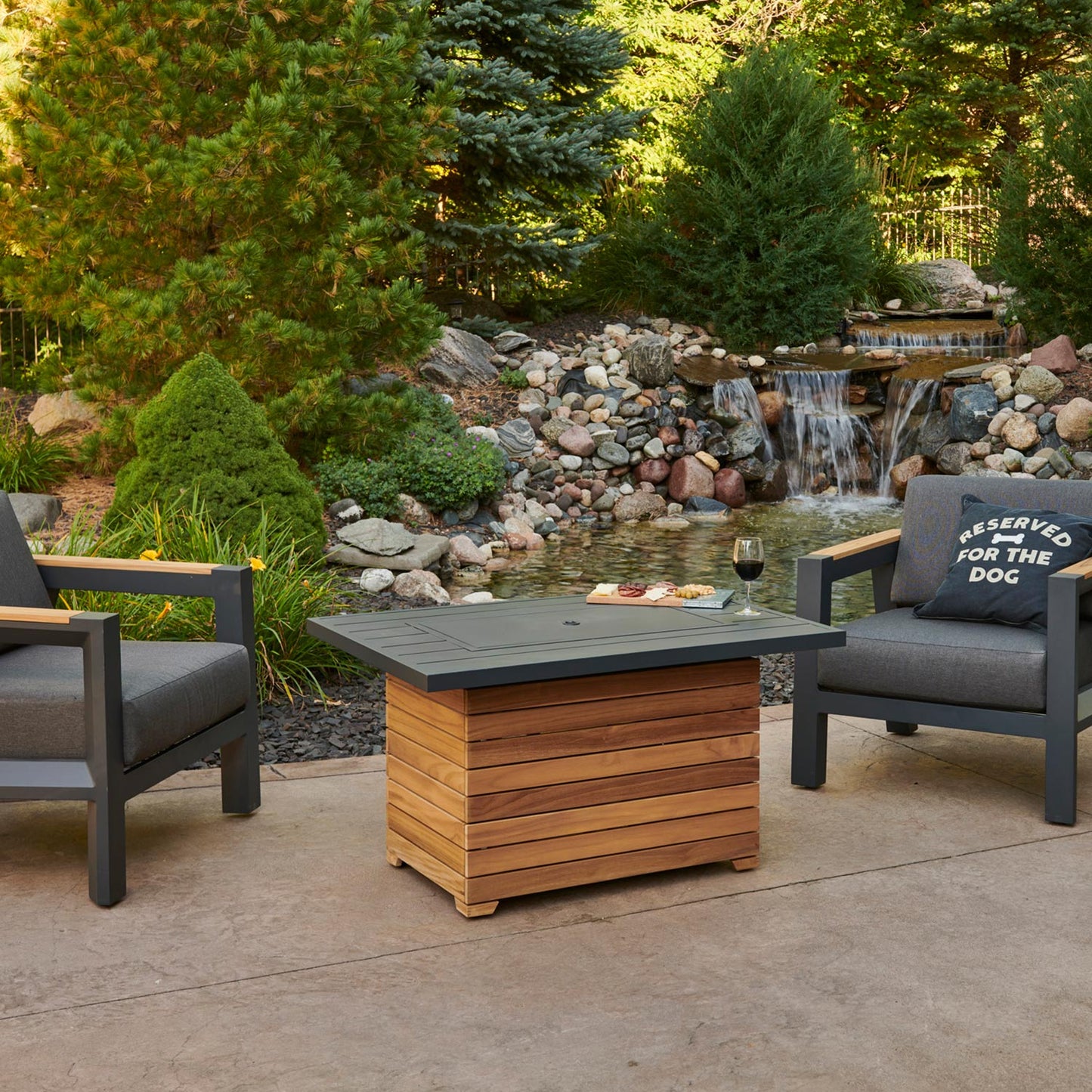 Darien Rectangular Gas Fire Pit Table w/ Glass Guard DAR-1224-EBG-K/GG-1224