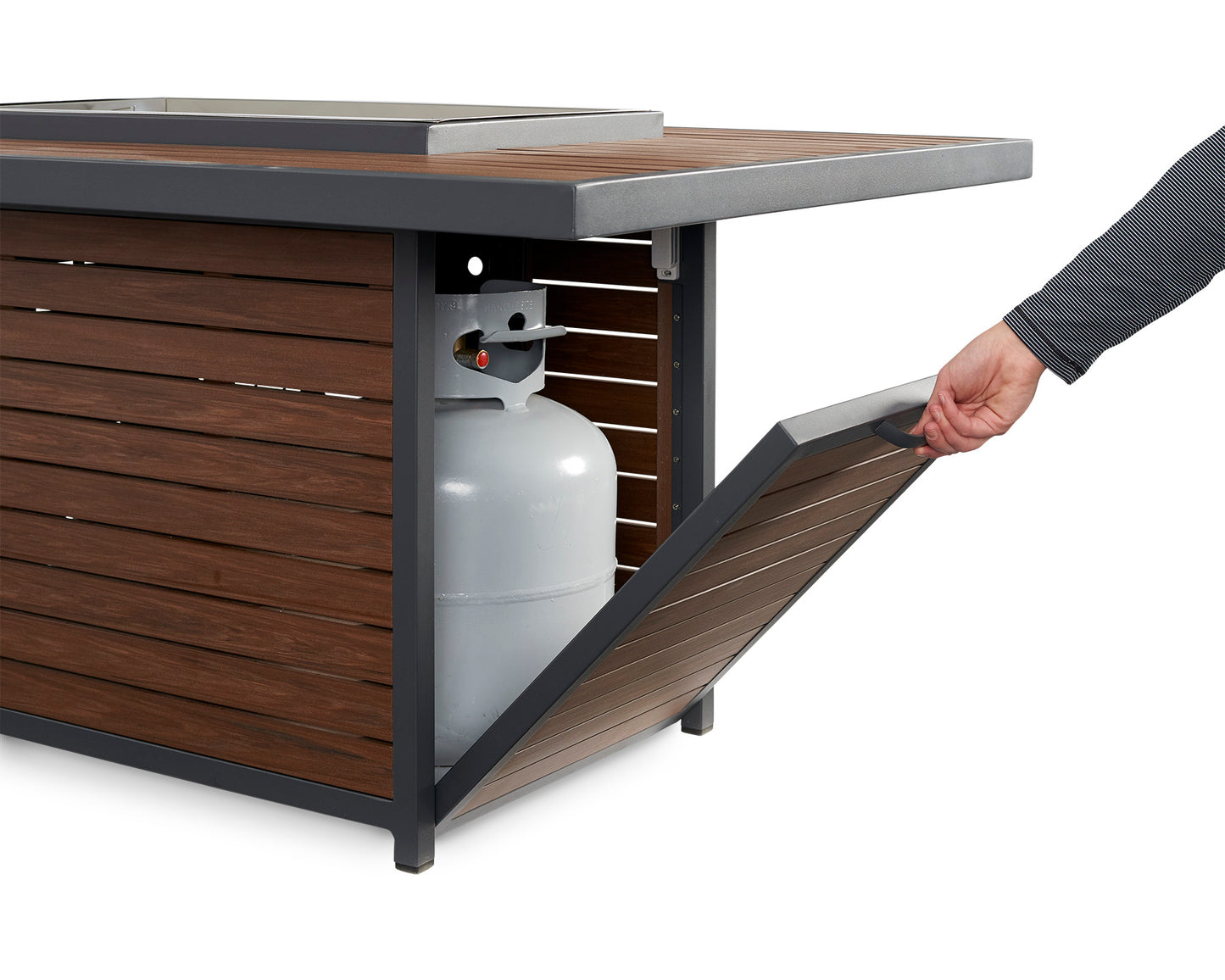 Kenwood Rectangular Chat Height Fire Pit Table w/ Glass Guard KW-1224-K/GG-1224