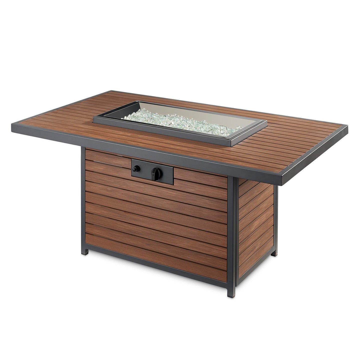 Kenwood Rectangular Chat Height Fire Pit Table w/ Glass Guard KW-1224-K/GG-1224