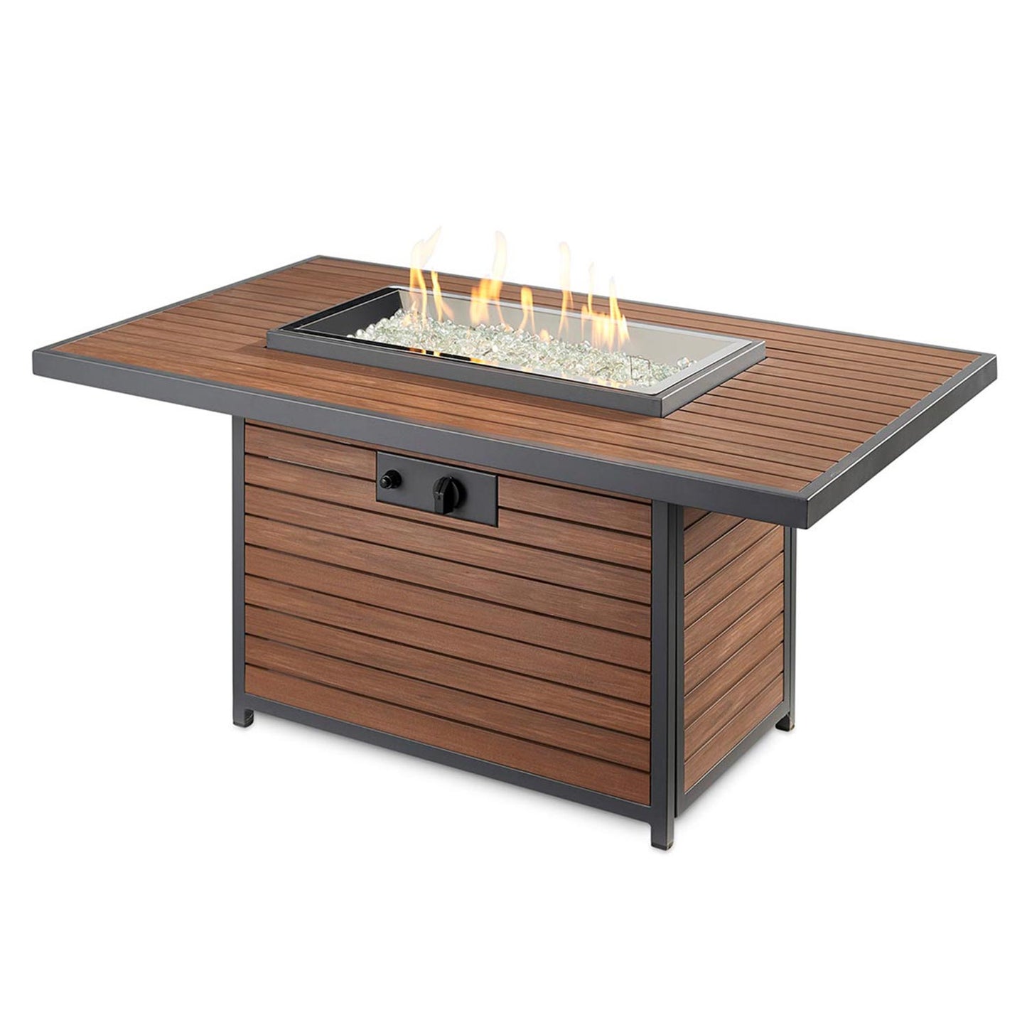 Kenwood Rectangular Chat Height Fire Pit Table w/ Glass Guard KW-1224-K/GG-1224