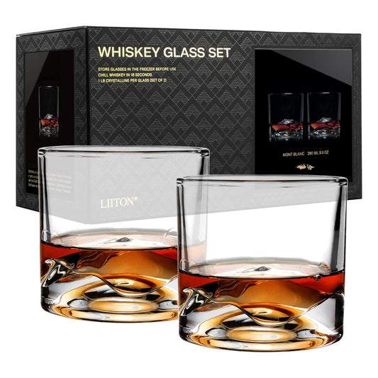 Mont Blanc Crystal Bourbon Whiskey Glasses - Set of 2 - LIITON