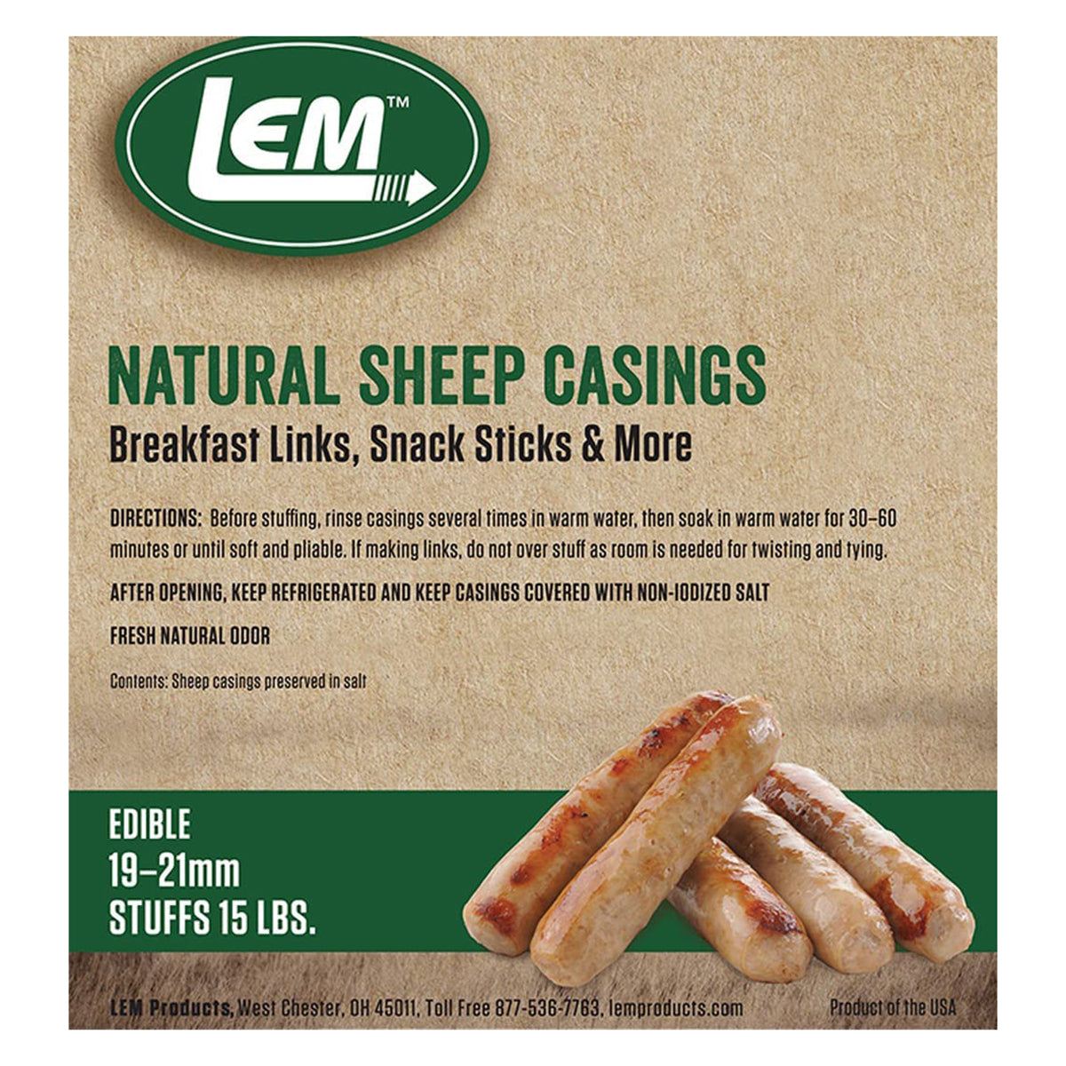 LEM Natural Hog & Sheep Casings for Sausage Making