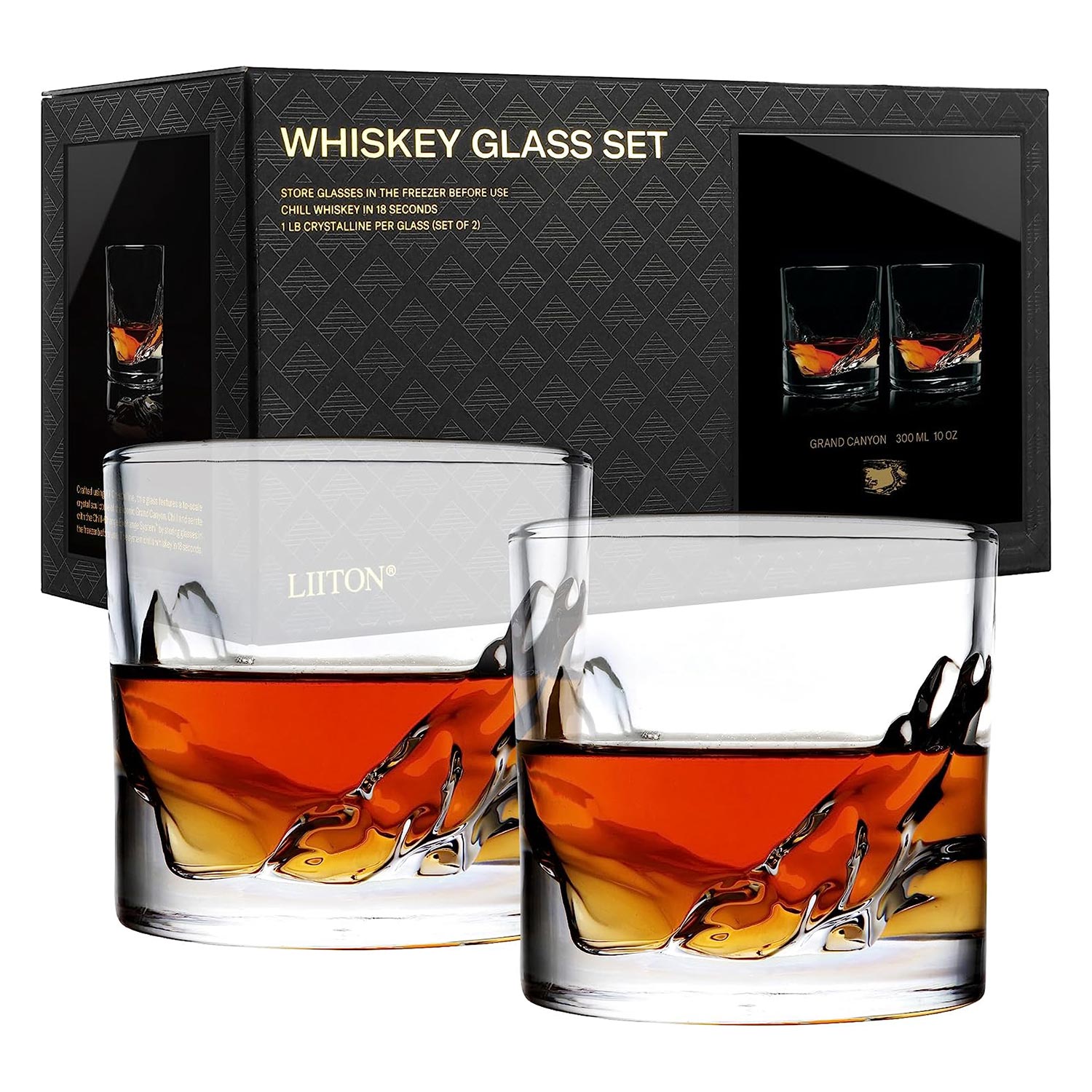 Grand Canyon Crystal Bourbon Whiskey Glasses - Set of 2 - LIITON
