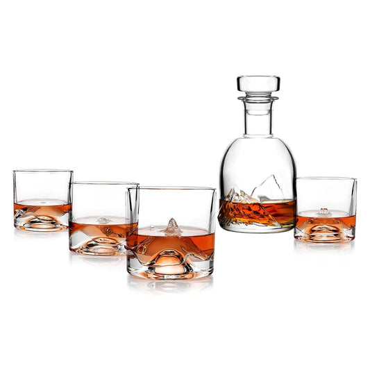 The Peaks Crystal Whiskey Glasses + Decanter Set - LIITON