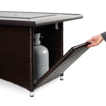 Load image into Gallery viewer, Balsam Montego Linear Gas Fire Pit Table w/12&quot; x 42&quot; Glass Guard
