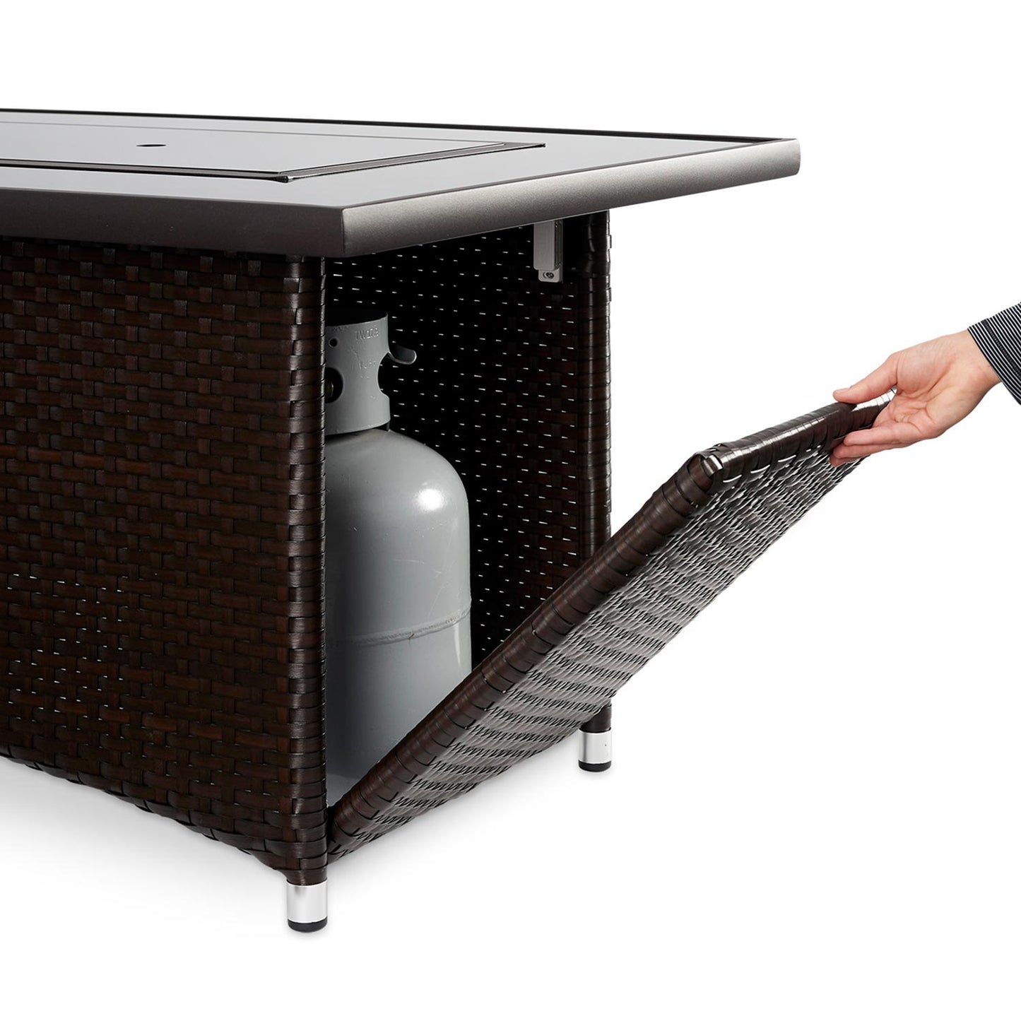 Balsam Montego Linear Gas Fire Pit Table w/ Glass Guard MG-1242-BLSM-K/GG-1242
