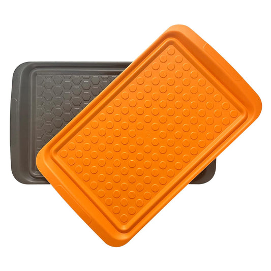 Outset Grill Prep Trays (Set of 2 Large Trays) 10.5" x 17.25" - Orange & Black 66622