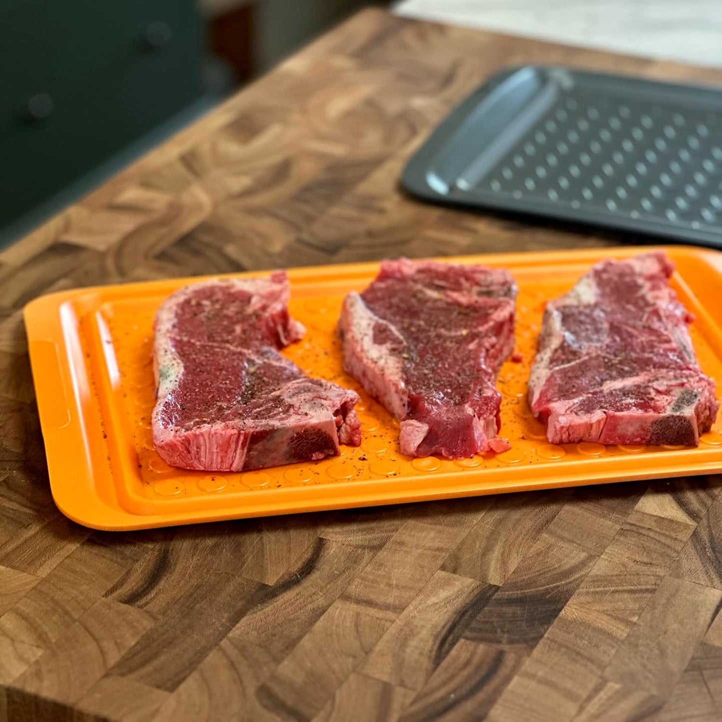 Outset Grill Prep Trays (Set of 2 Large Trays) 10.5" x 17.25" - Orange & Black 66622