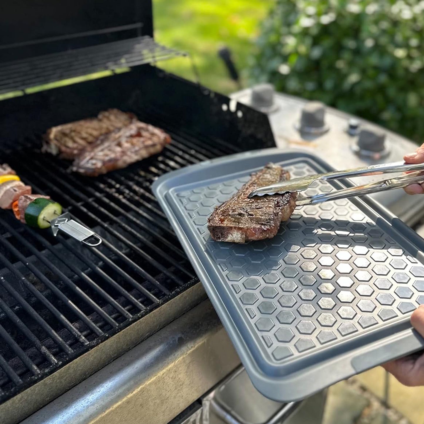 Outset Grill Prep Trays (Set of 2 Large Trays) 10.5" x 17.25" - Orange & Black 66622