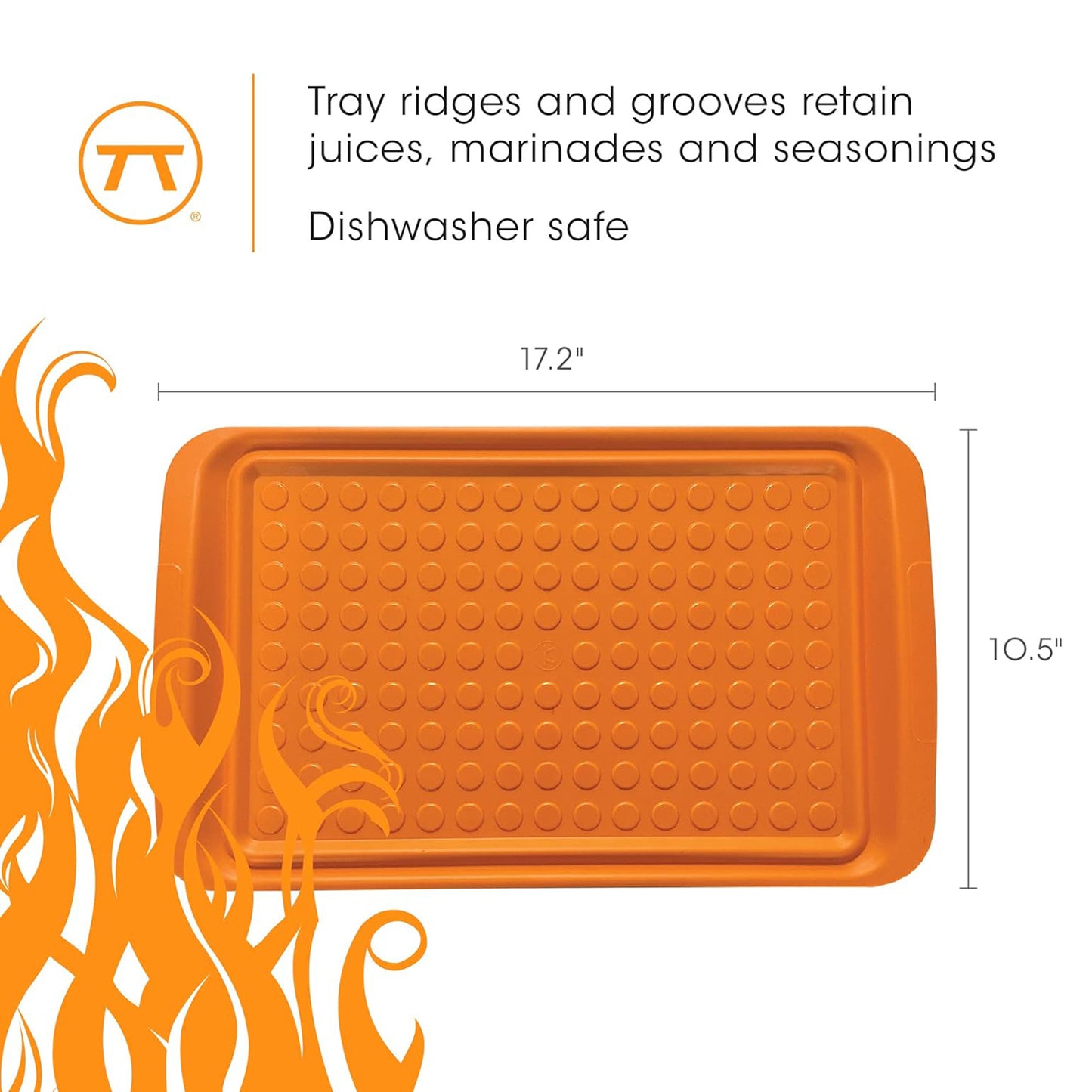 Outset Grill Prep Trays (Set of 2 Large Trays) 10.5" x 17.25" - Orange & Black 66622