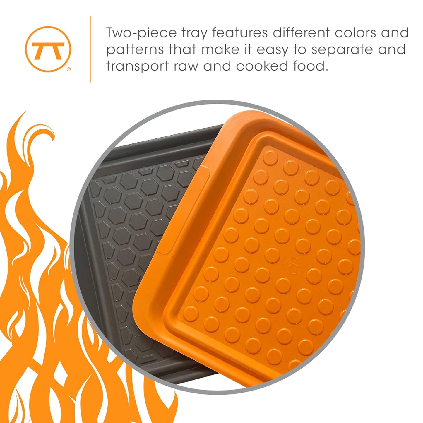 Outset Grill Prep Trays (Set of 2 Large Trays) 10.5" x 17.25" - Orange & Black 66622