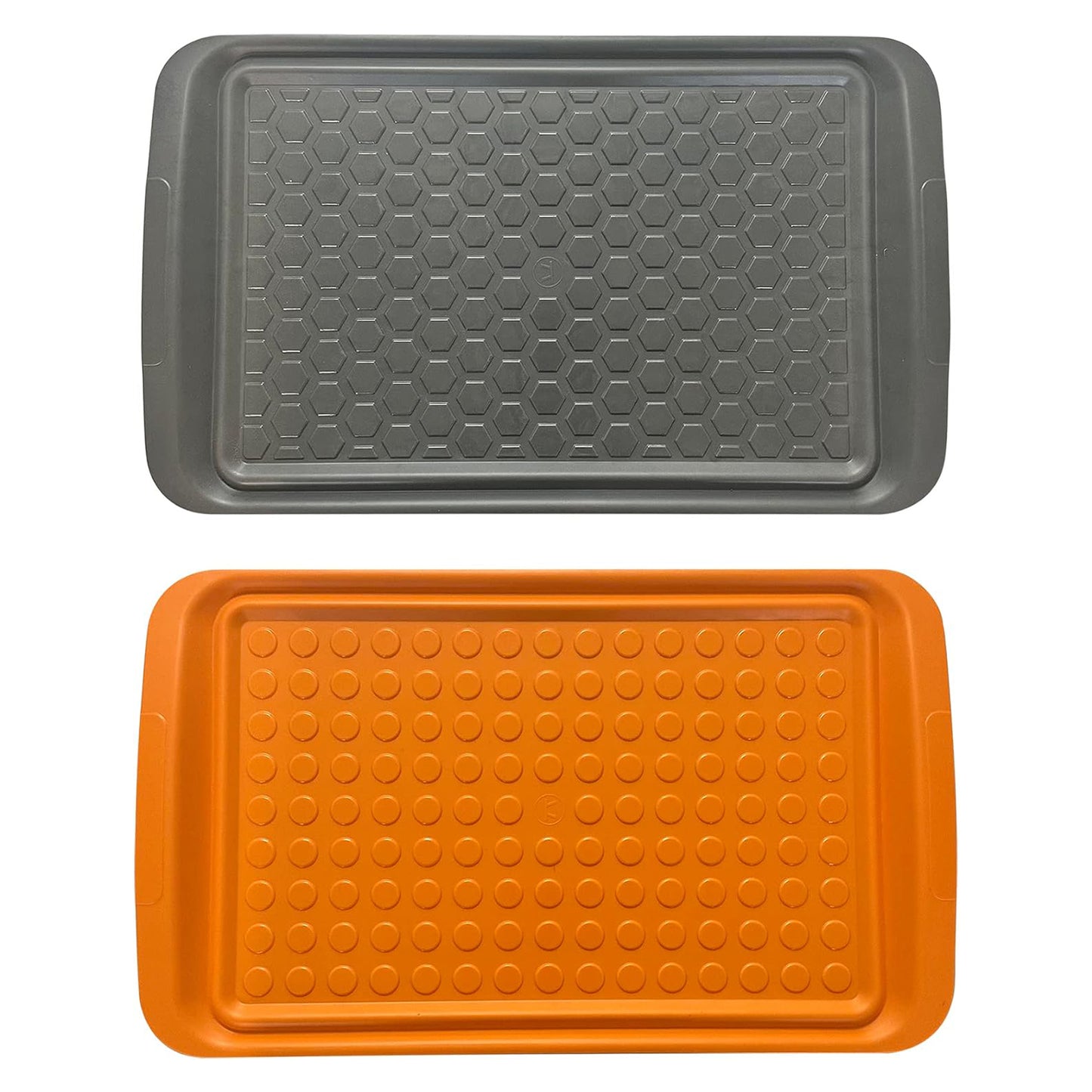 Outset Grill Prep Trays (Set of 2 Large Trays) 10.5" x 17.25" - Orange & Black 66622