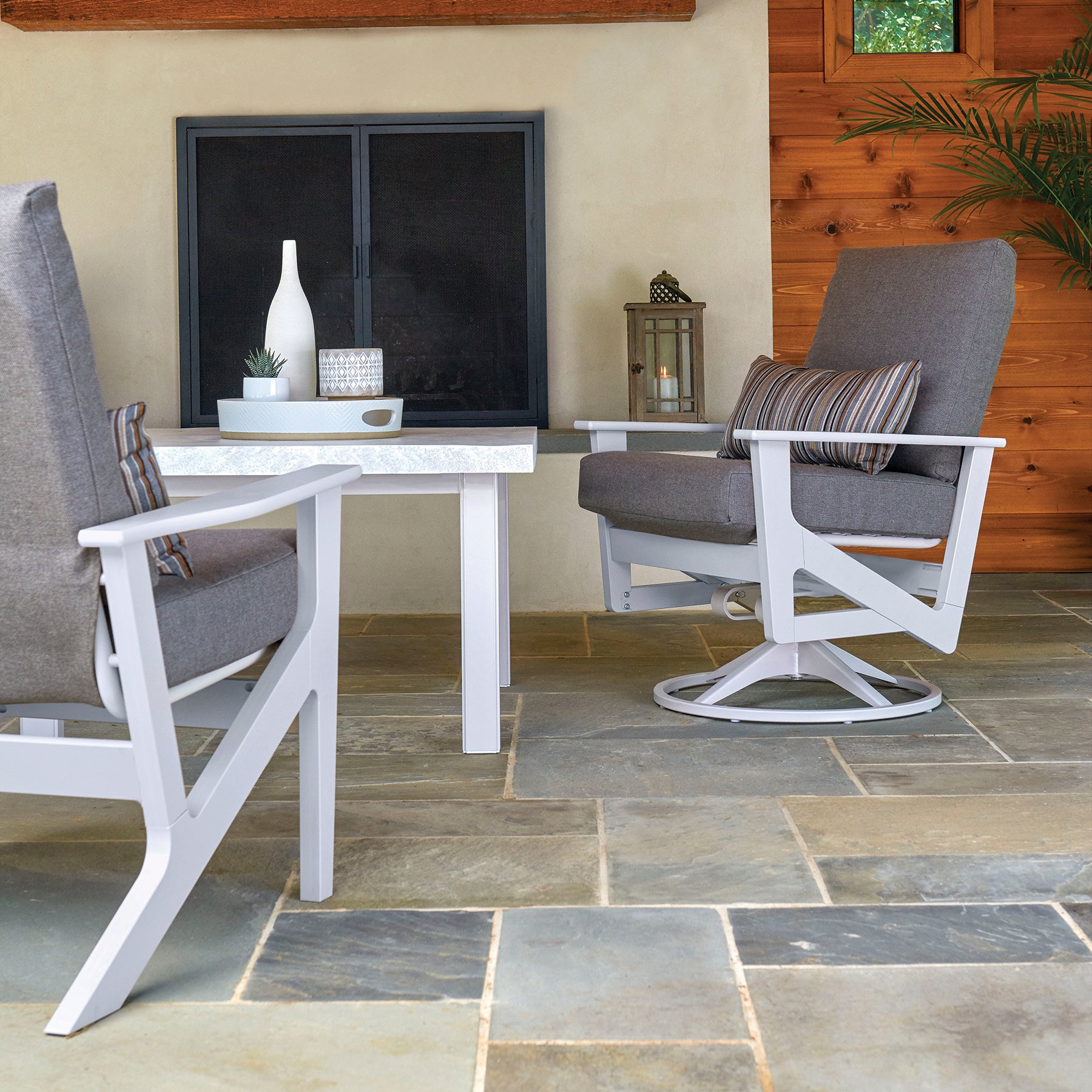 Telescope Casual Outdoor Deep Seating Cushion Patio Furniture White Gray