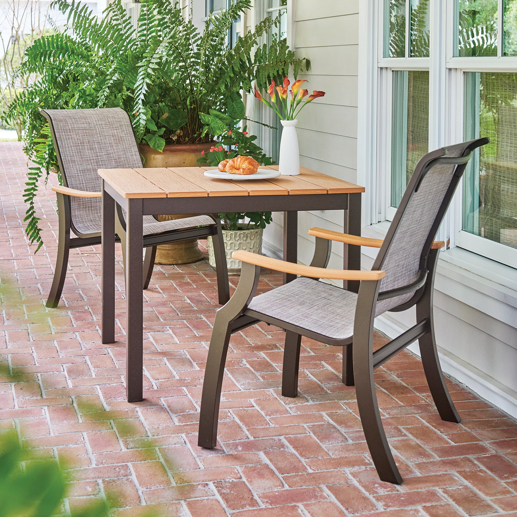 Telescope Casual Outdoor Sling Patio Furniture Brown Gray Custom