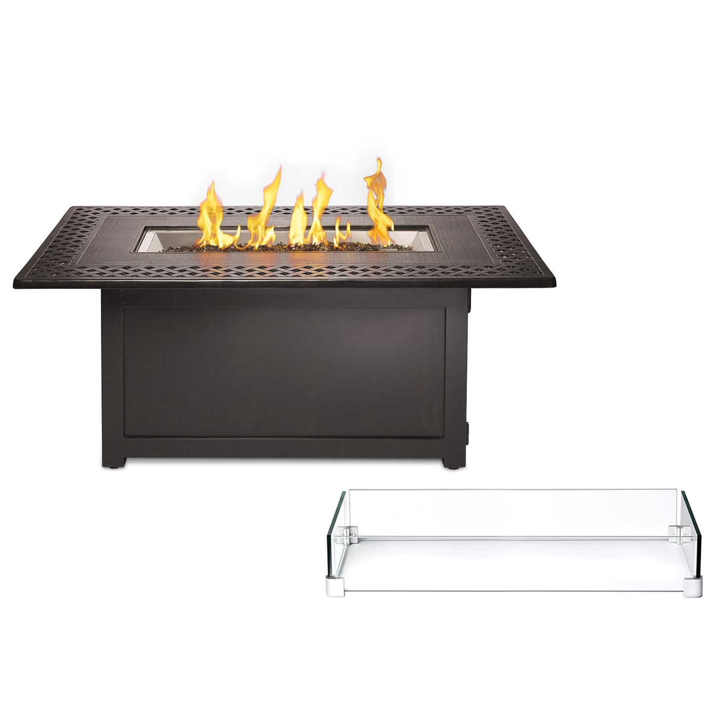 Kensington Rectangular Patioflame Table w/ Glass Wind Guard