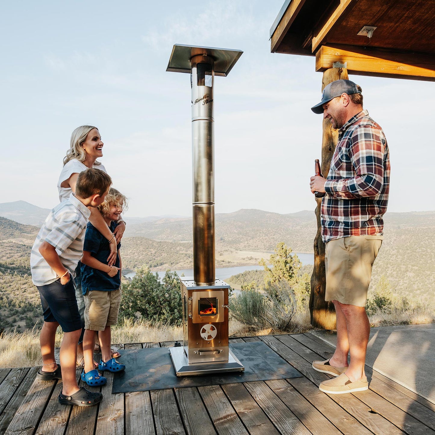 Timber Stoves Lil’ Timber Patio Heater (Stainless) with Elite Safety Cage