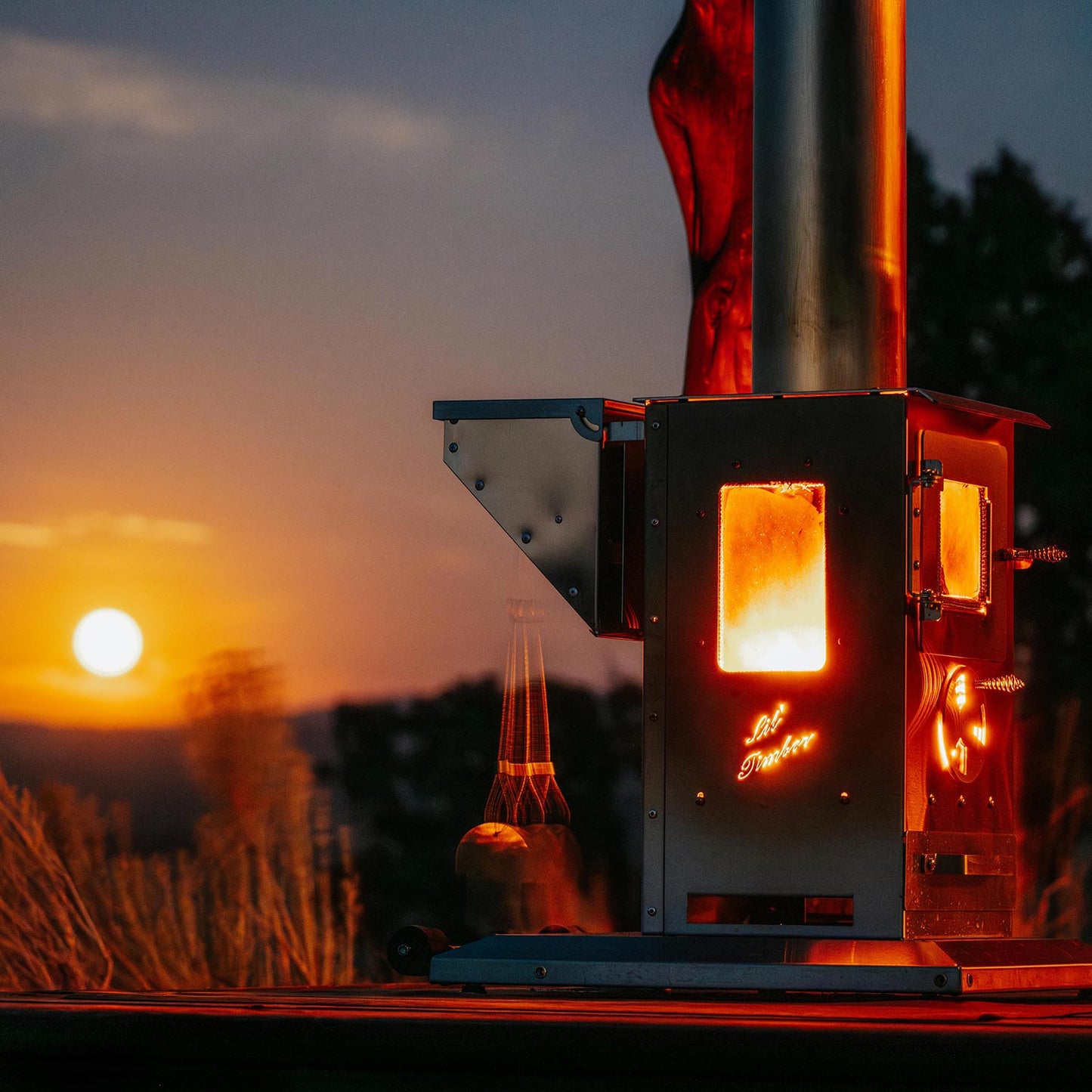 Timber Stoves Lil’ Timber Patio Heater (Stainless) with Elite Safety Cage