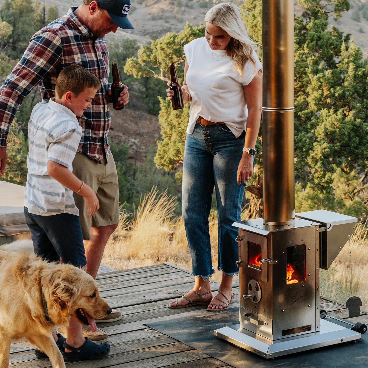 Timber Stoves Lil’ Timber Patio Heater (Stainless) with Elite Safety Cage