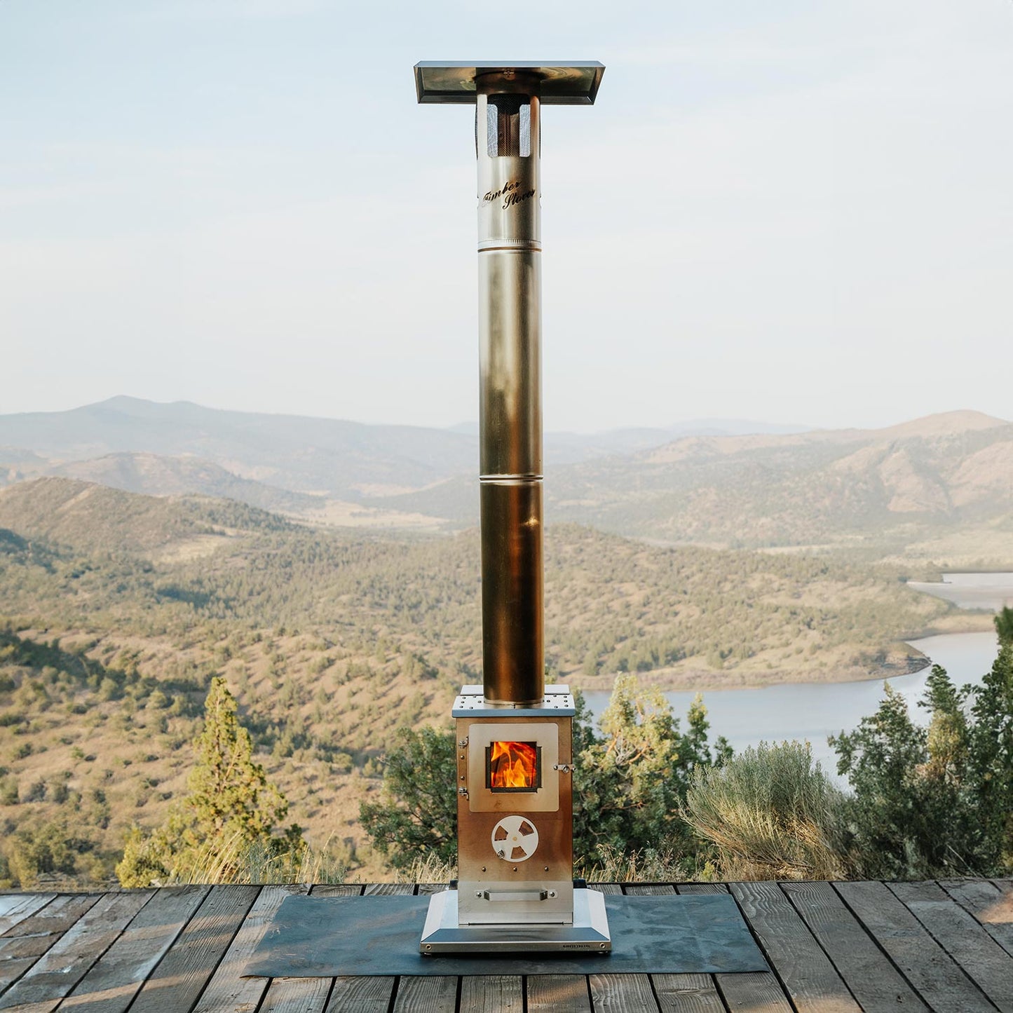 Timber Stoves Lil’ Timber Patio Heater (Stainless) with Elite Safety Cage