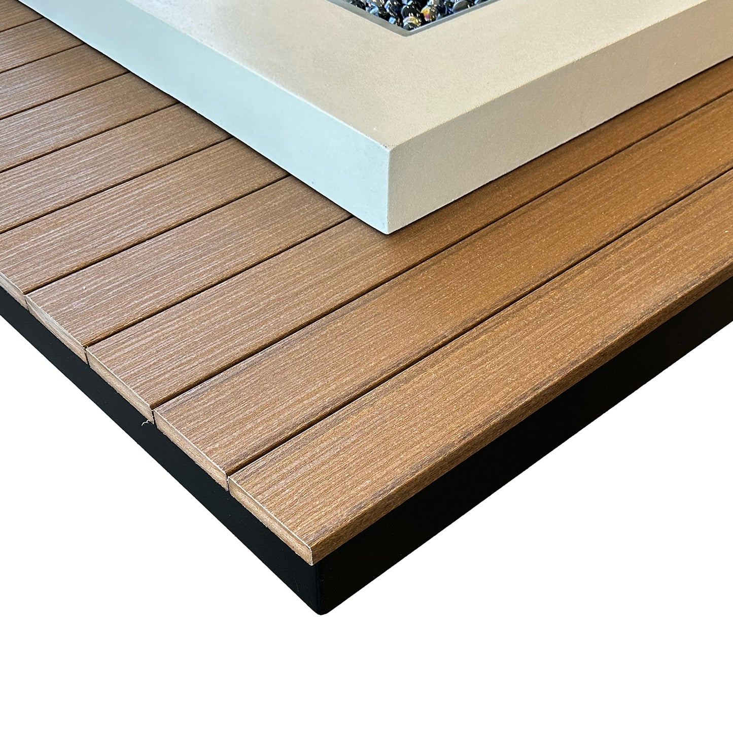 Uptown Antique Mahogany Linear Gas Fire Pit Table w/ Glass Guard UPT-1242-AMH/GG-1242