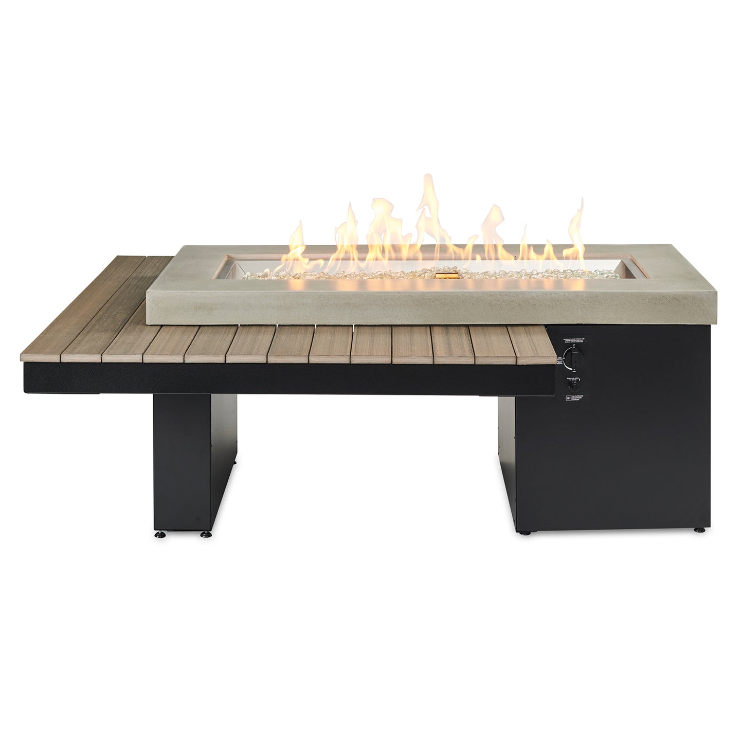 Uptown Coastal Grey Linear Gas Fire Pit Table w/ Glass Guard UPT-1242-CGR/GG-1242