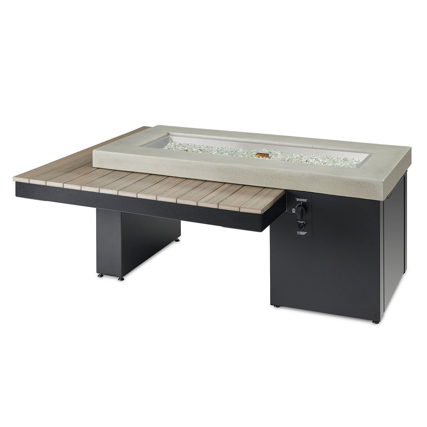 Uptown Coastal Grey Linear Gas Fire Pit Table w/ Glass Guard UPT-1242-CGR/GG-1242
